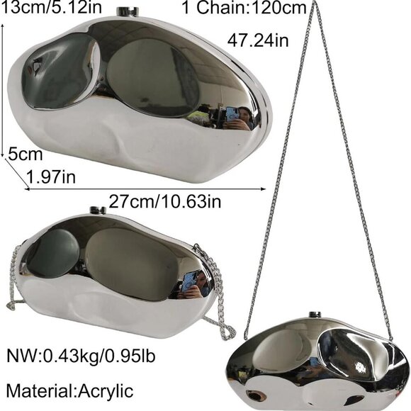 Elegant Multi-Color Removable Chain Shoulder Bag - Ideal for Weddings & Parties - Picture 3 of 6